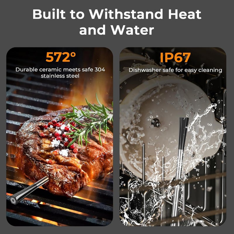 BlueSwan Wireless Meat Thermometer Digital, Food Thermometer Bluetooth 820 ft Range with APP for Grill, Smoker, Oven, Magnetic Design for BBQ, Cooking, Valentines Day Gift for Him, Gifts for Men - Image 5